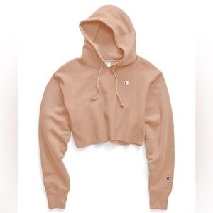 Champion Womens Peach Reverse Weave Cropped Cut Off Pullover Hoodie | Size XL